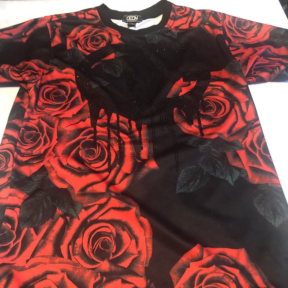One Colour One Nation Rose Shirt ‎ 60% Cotton Size Medium OG Melt Rhine Stones